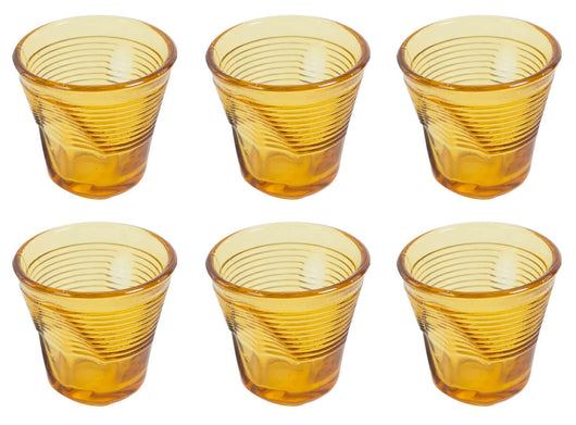 Set 6 Tazzine da Caffè Accartocciati Ø6,5 cm in Vetro Pressato Kaleidos Miele