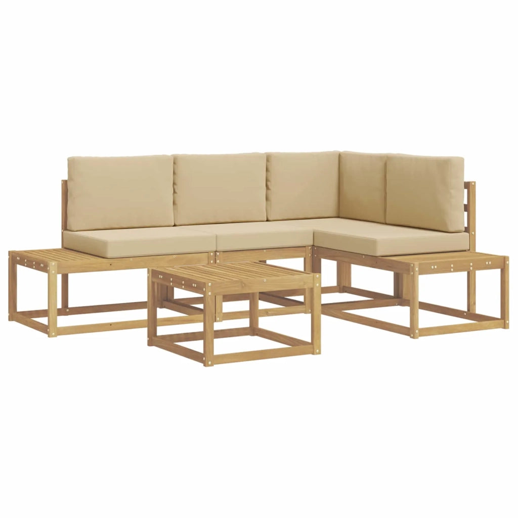 Set di divani da esterno 4 Pezzo Bianco e Beige Poliestere 3388192