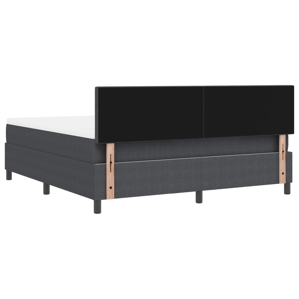 Letto con Rete a Molle con Materasso & Luce LED Grigio Scuro Tessuto in Corduroy