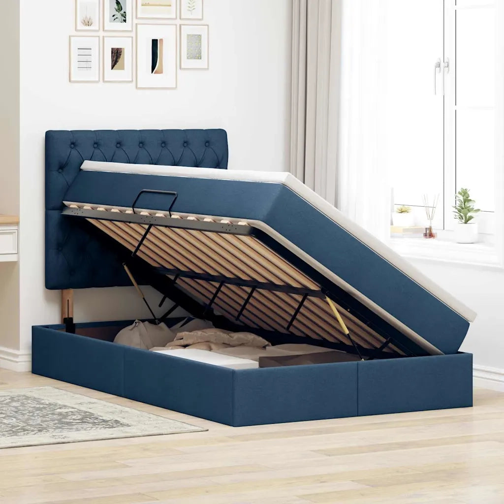 Letto con contenitore e LED con led Blu 120 x 200 cm Poliestere