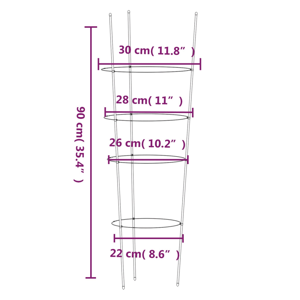 Supporti Piante da Giardino con 4 Anelli 5 pz Verde 90cm Acciaio CFW7116453