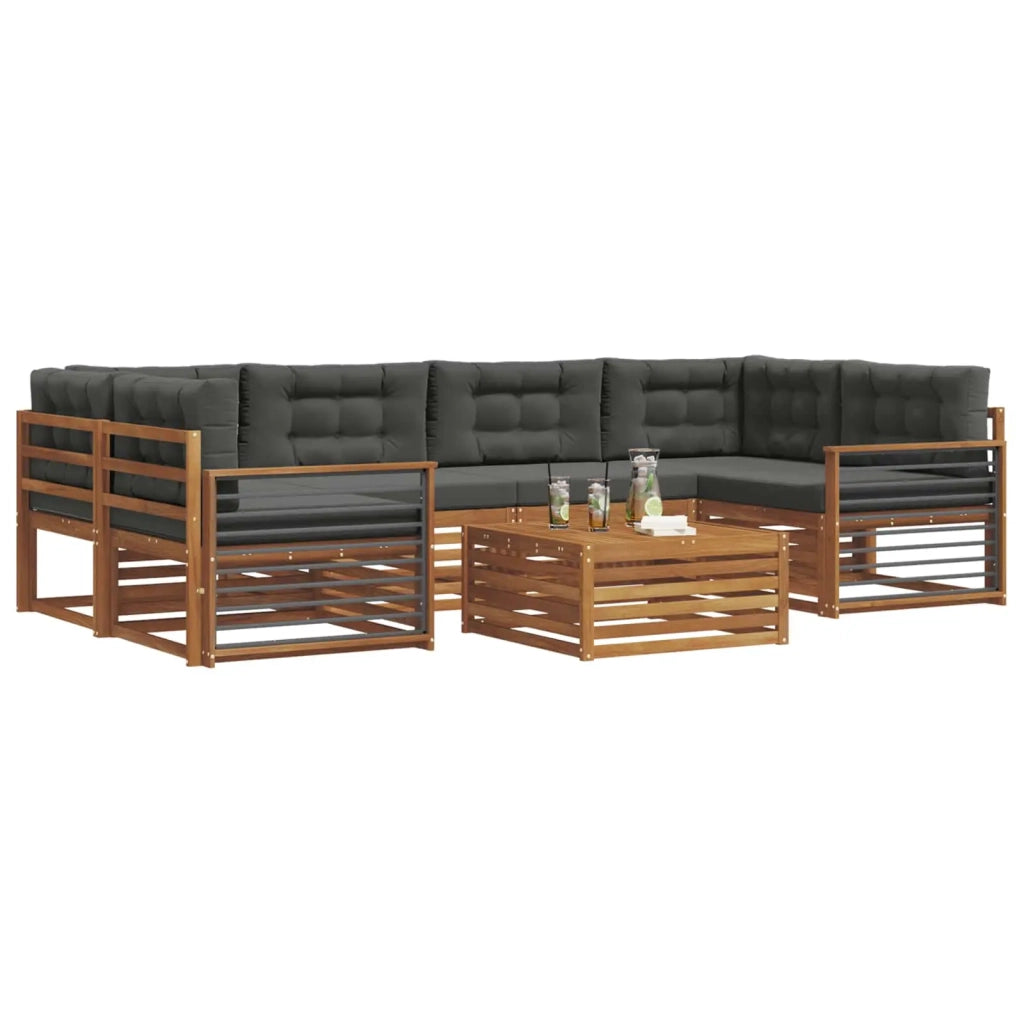 Set di divani da esterno con cuscino 7 pcs Naturale e Antracite