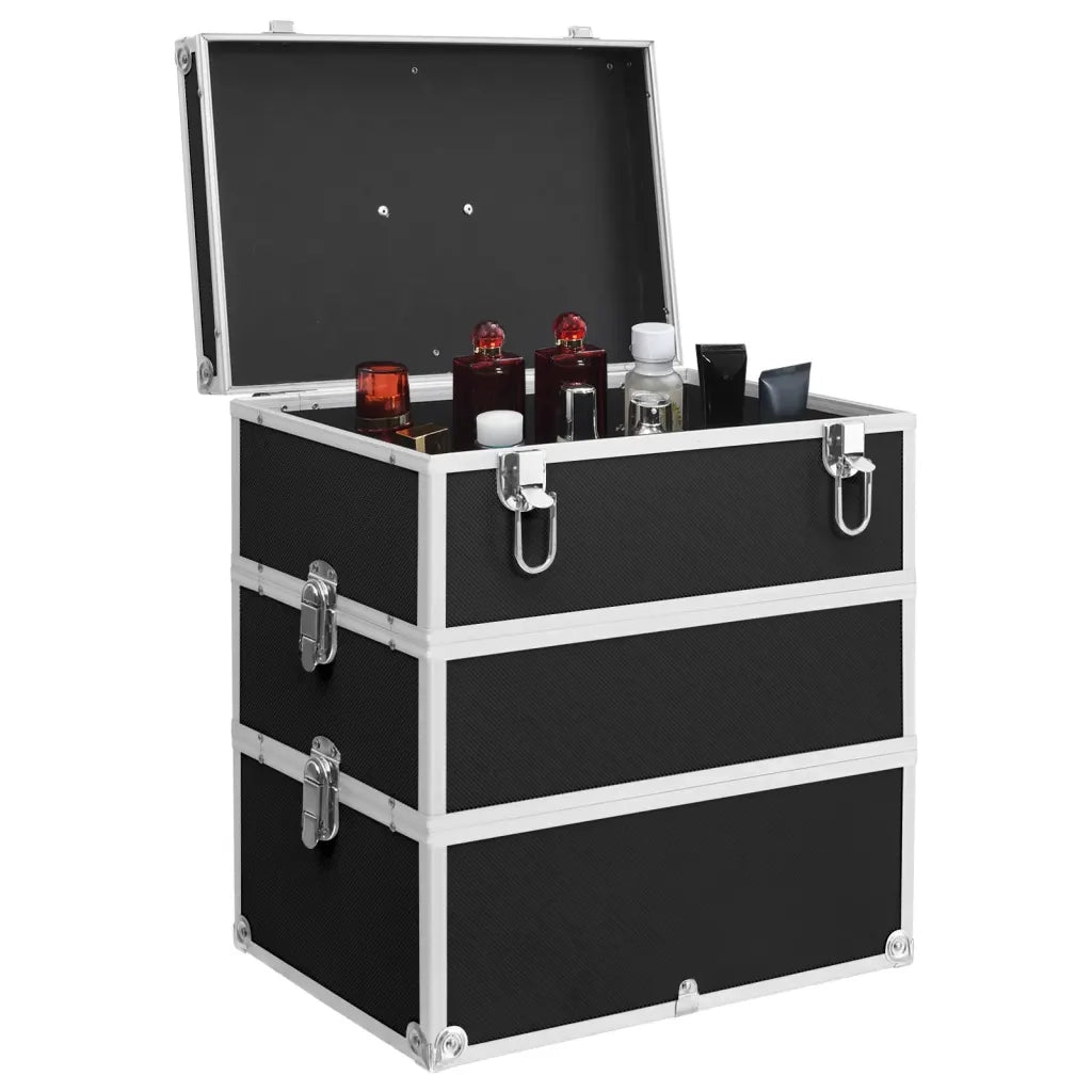 Valigia per Cosmetici 37x24x40 cm Nera in Alluminio CFW3546533