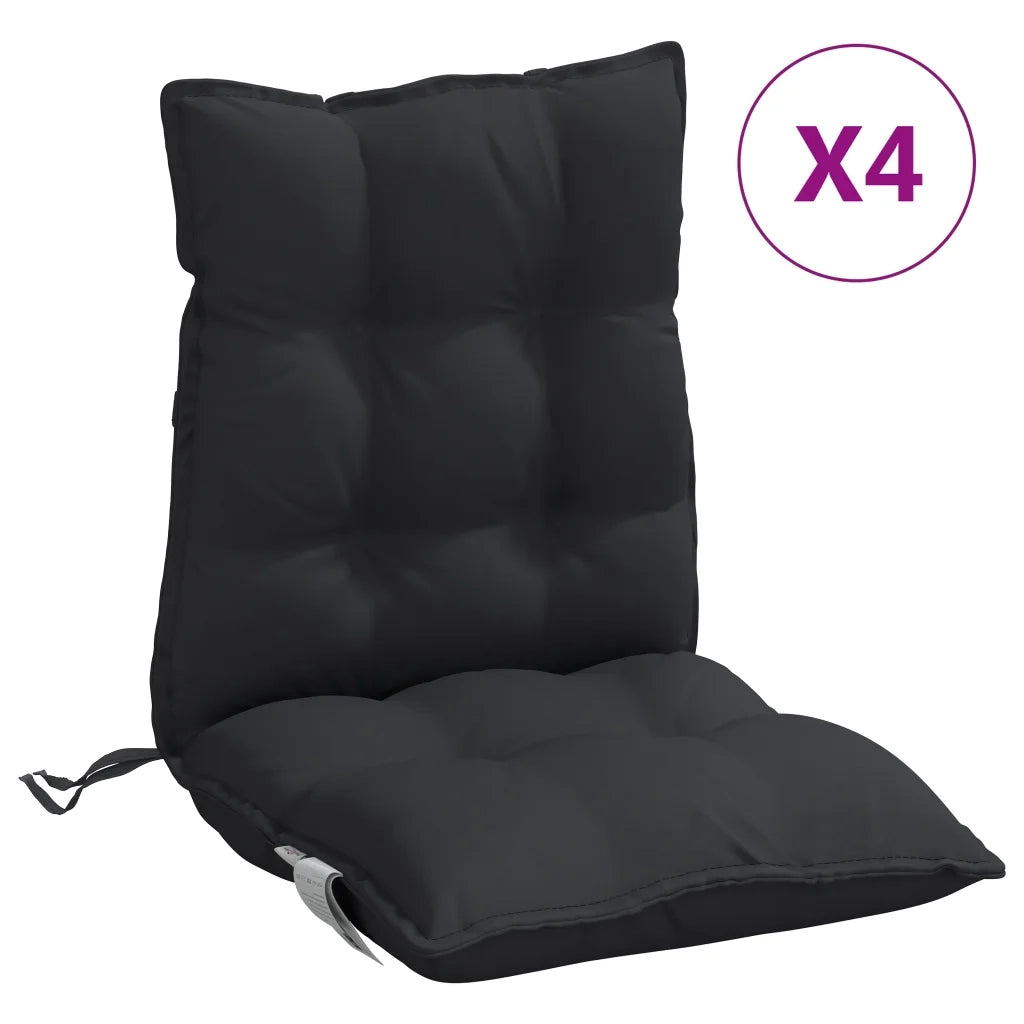 Cuscini per Sedia Schienale Basso 4 pz Neri in Tessuto Oxford 377693