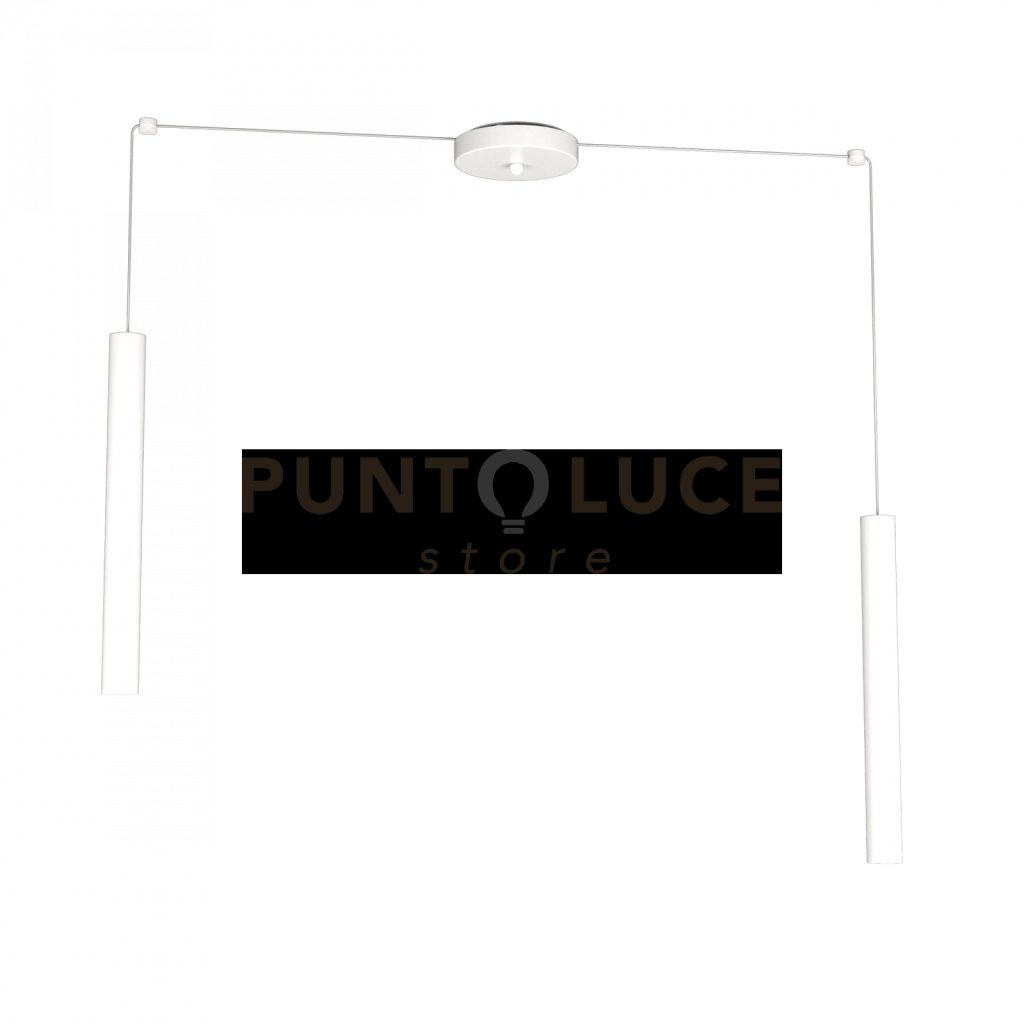ROUND TUBE SOSPENSIONE 2 LUCI BIANCO CAVO CM.250 CON BASE 1174-S2-BI