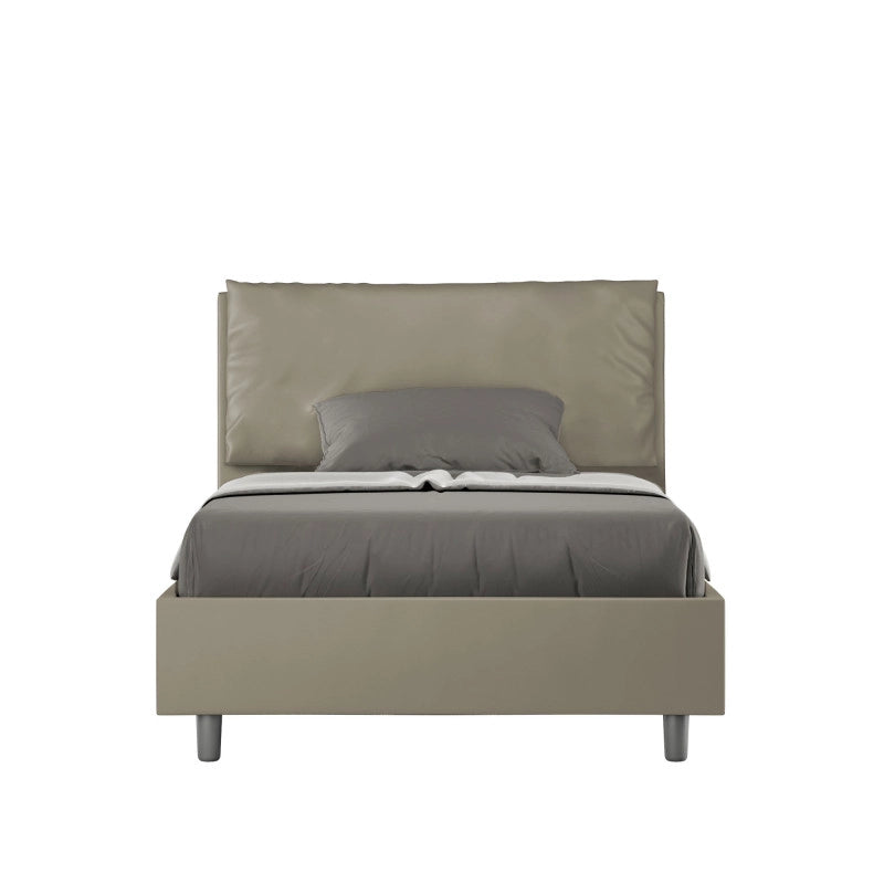 Letto imbottito Piazza e mezzo 120x190 cm Large - Similpelle,Cappuccino,Contenitore