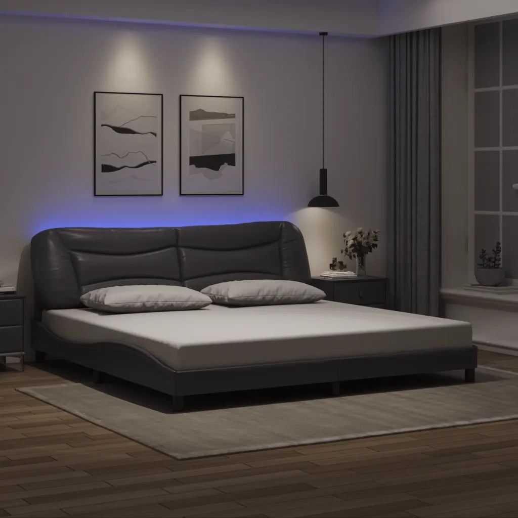 Giroletto con LED senza Materasso-Struttura Letto con LED Hvar Grigio 200x200 cm