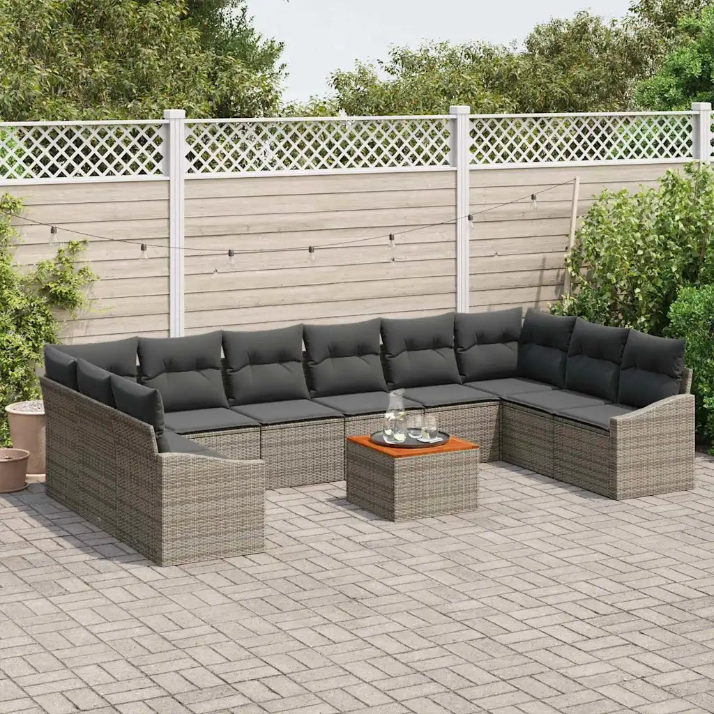 Set Divano da Giardino 11 pcs Grigio polyrattan 3356550