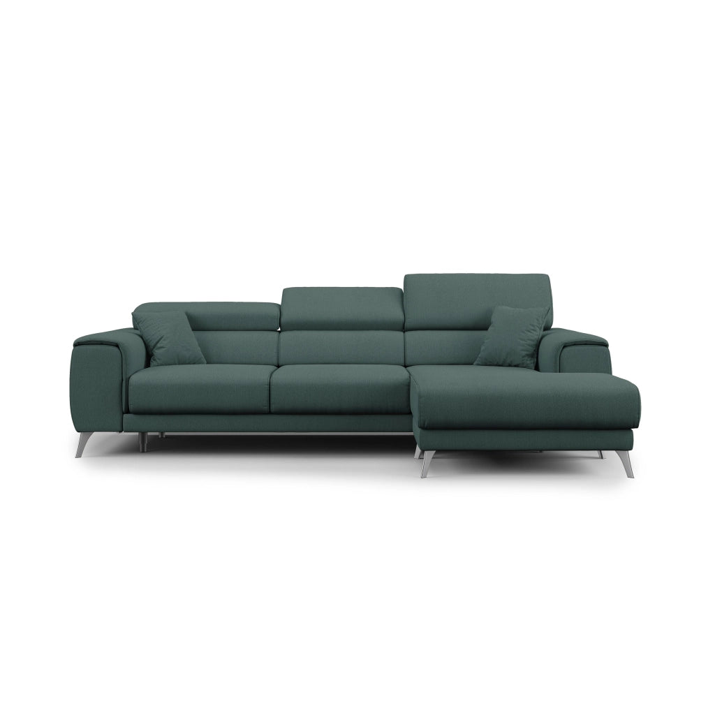 Fusion Divano angolare con sedute scorrevoli in tessuto morbido smacchiabile T05 260 cm Sinistro verde