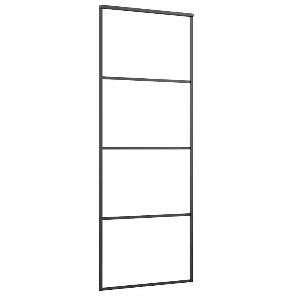 Porta Scorrevole Vetro Smerigliato ESG Alluminio 76x205 cm Nera 151655