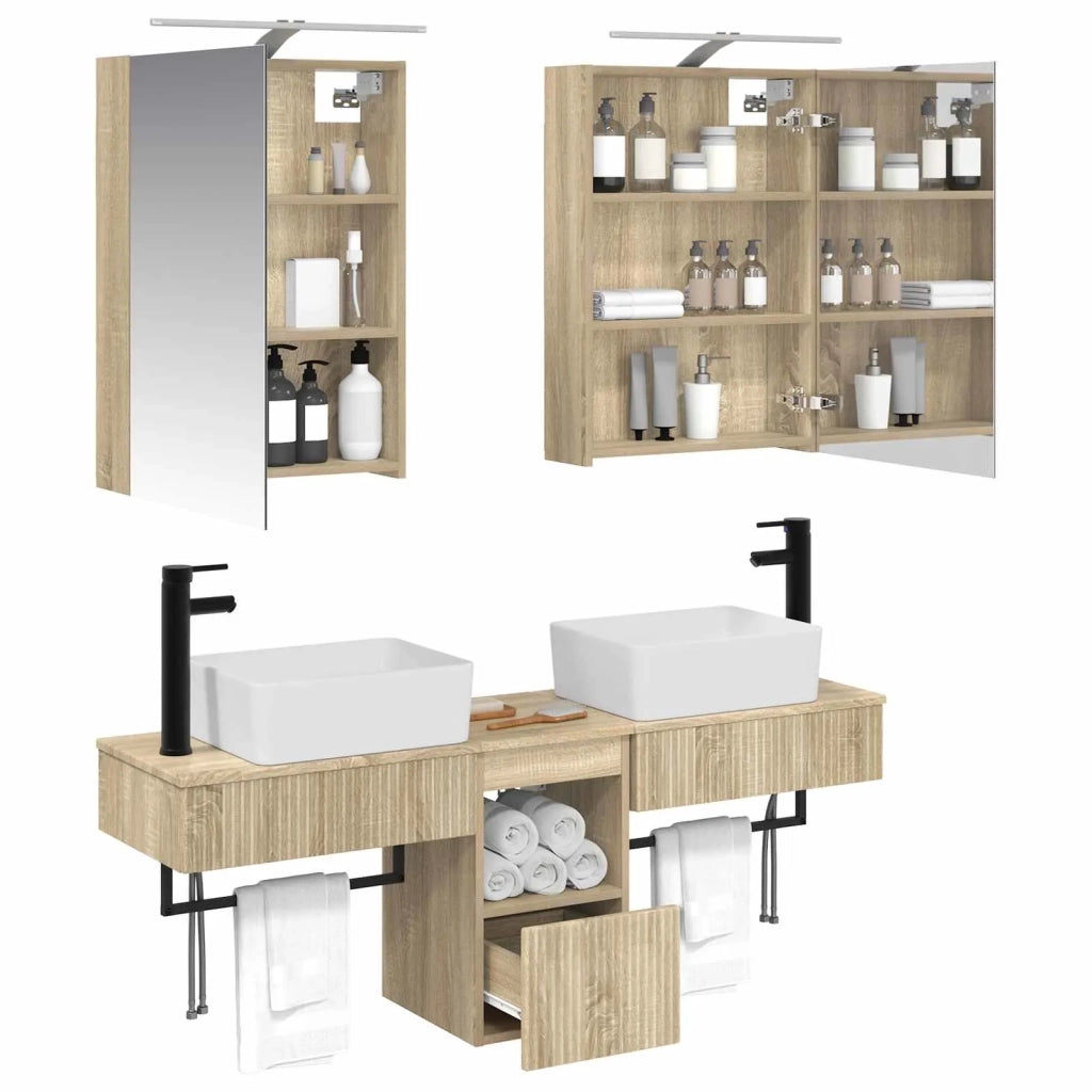 Set di Armadi da Bagno 5 pcs Rovere Sonoma 50 x 14,5 x 70 cm 3406313