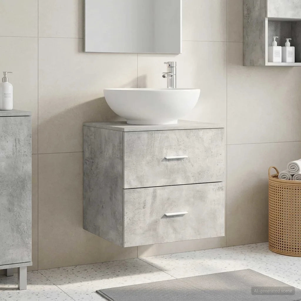 Mobile Lavabo da Parete Grigio Cemento 49,5 x 44,5 x 66,5 cm