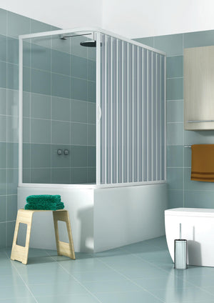 Sopravasca Paratia 2 Lati 1 Anta a Soffietto Apertura Angolare In PVC H150 Caldoni Komet 70x140 cm