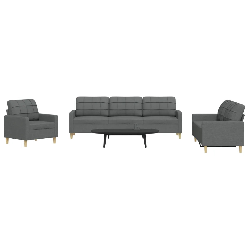 Set di Divani 3 pz Grigio Scuro in Tessuto 3278288