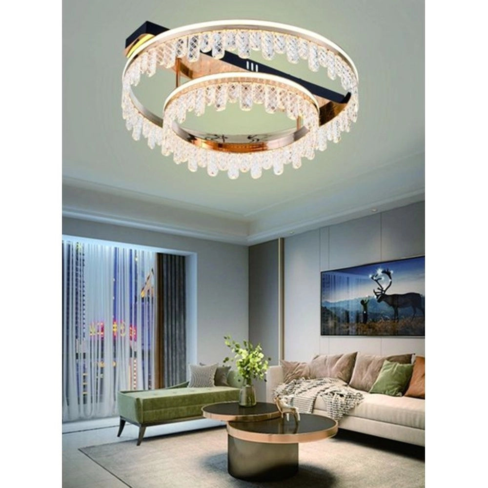 Trade Shop - Plafoniera Lampadario Da Soffitto Led Dorata 72 W 3 Colorazioni Di Luce Pn-30-3c -