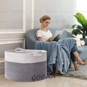 Mandone per l'organizzazione di 55 x 35 cm (h x d) Grande cesta per coperte, cesta per la biancheria, tessuti, corda, tessuto intrecciato. Cesta per giocattoli in salotto (Ltgrijs/Beige) XXXL