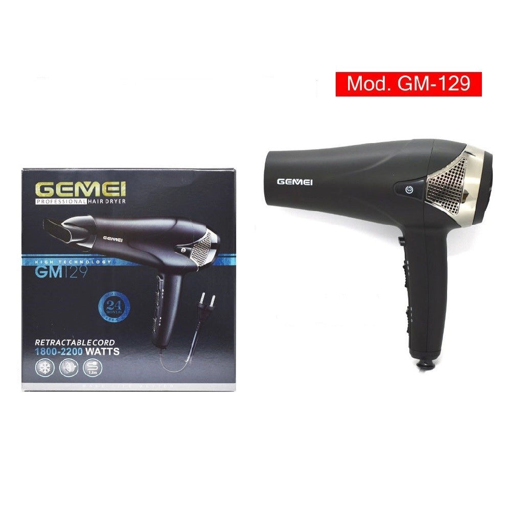 Trade Shop - Asciugacapelli Professionale Phon Corda Retrattile 1800-2200w 2 Velocità Gm-129 -