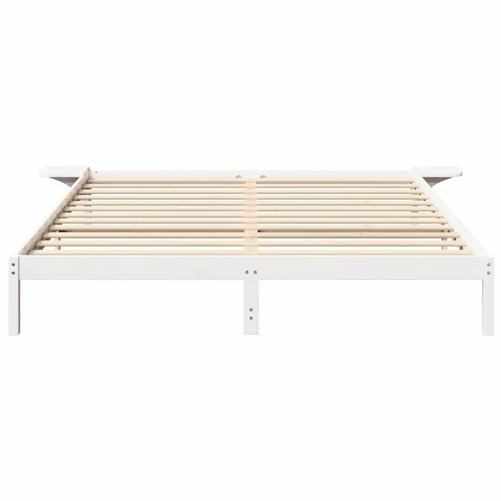 Struttura del letto Bianco 200 x 200 cm Pino massello 873176