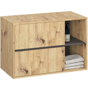 Mobile bagno senza lavabo VAMI sospeso Rovere Artisan, Grigio Grafite 90 cm 2 cassetti 90x45,5x60 cm