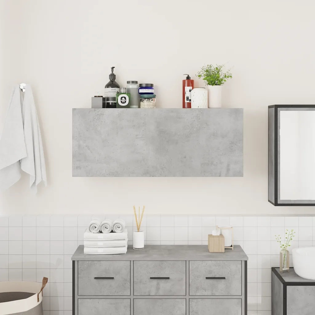 Armadietto da Bagno Grigio Cemento 100x25x40 cm in Truciolato 860106
