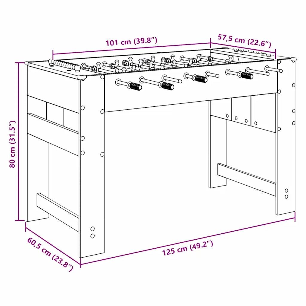 Tavolo da Foosball Legno vecchio 125 x 60,5 x 80 cm CFW3325194