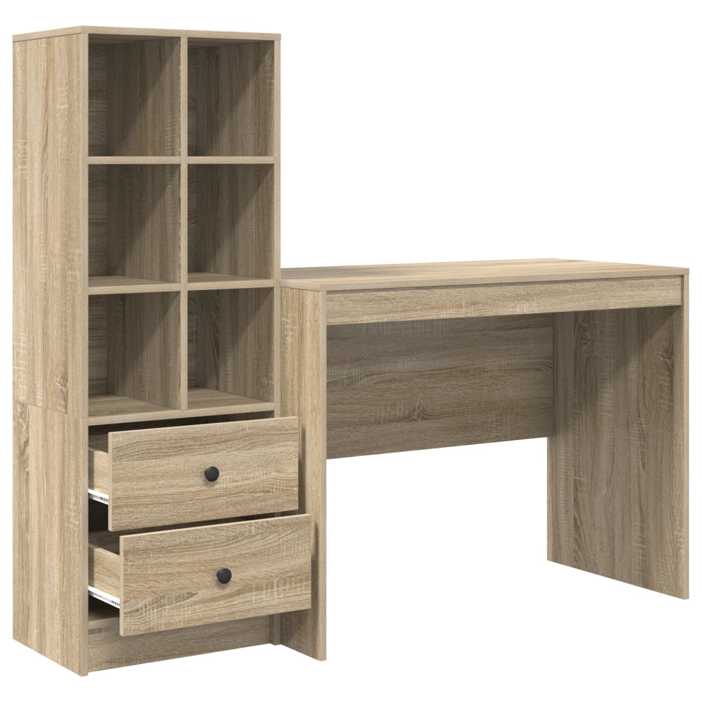 Scrivania con Spazio di Archiviazione Rovere Sonoma Legno Ingegnerizzato