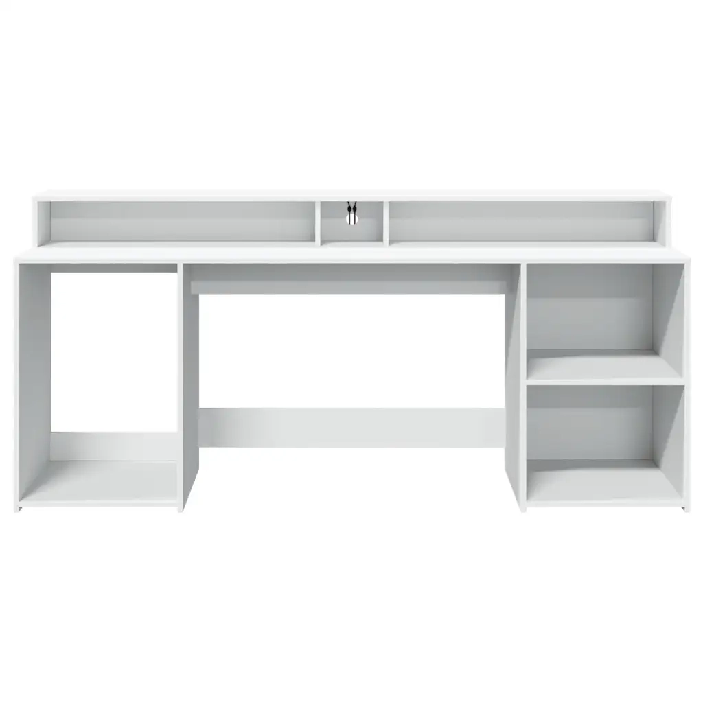 Scrivania con Luci LED Bianca 200x55x91 cm in Truciolato