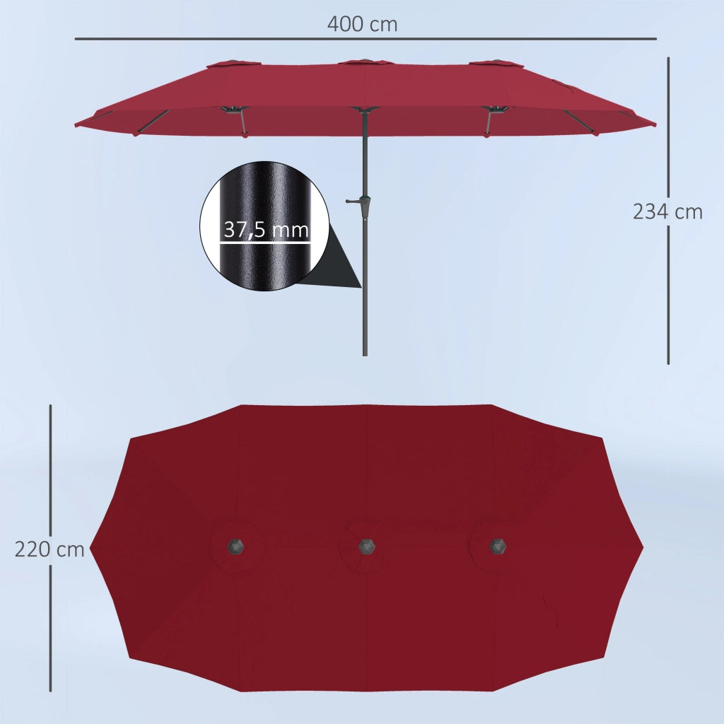 Parasole da giardino esterno rettangolare ¨C zephmum ¨C 4x2.2m rosso vino