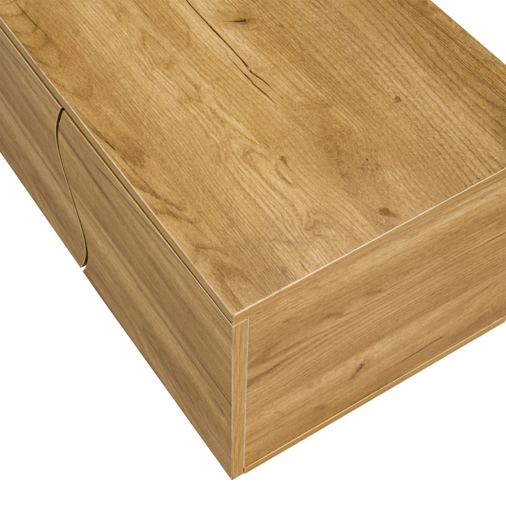 Mobile porta TV con ante curve e vani aperti in MDF e pannello truciolare naturale 191 × 38 × 46,5 cm