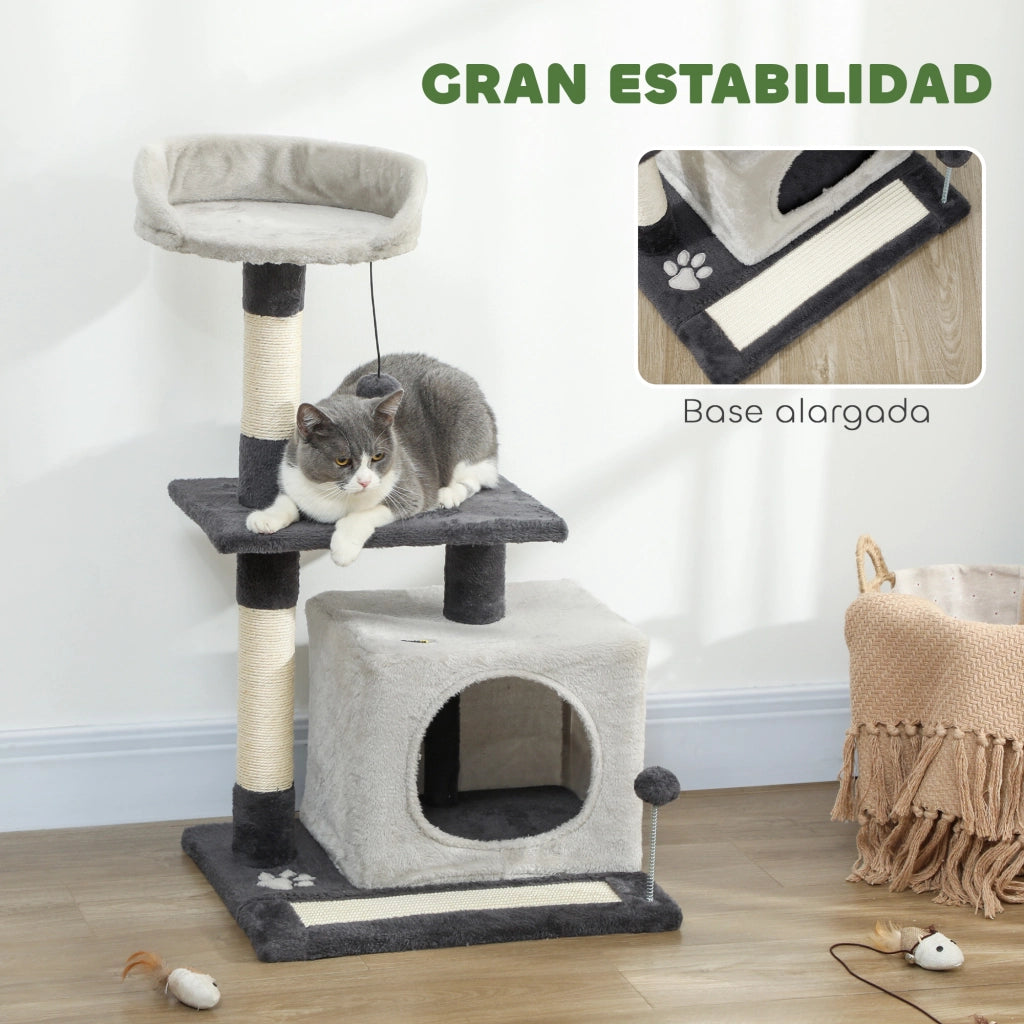Albero tiragraffi per gatti con piattaforme e sisal ¨C zephmum ¨C 85 cm grigio chiaro e nero