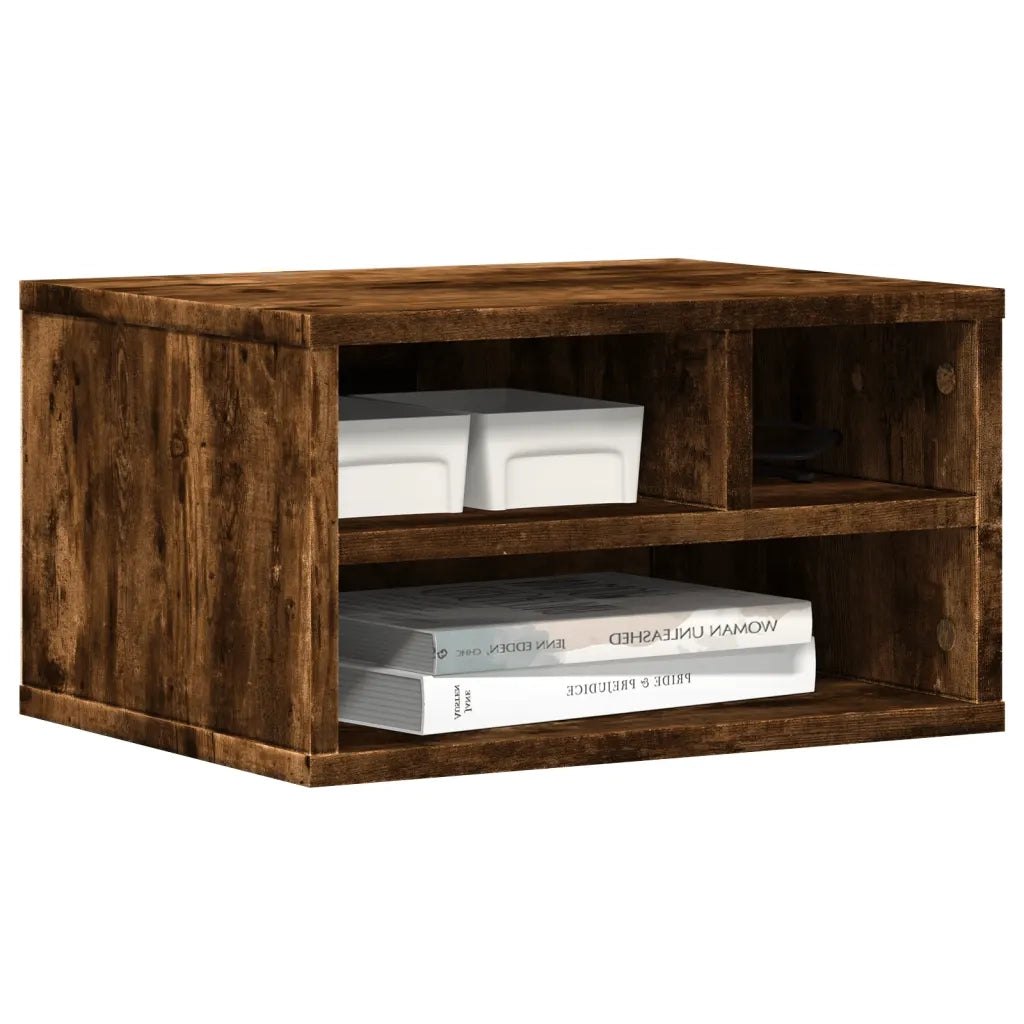 Supporto Stampante Rovere Fumo 40x32x22,5 cm Legno Multistrato