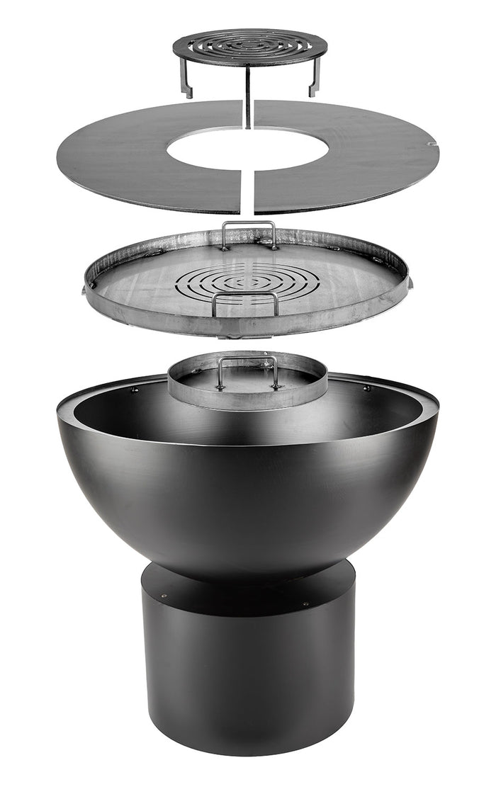 Barbecue a Legna Ø80x80 cm Primula in Acciaio Nero Alta Temperatura