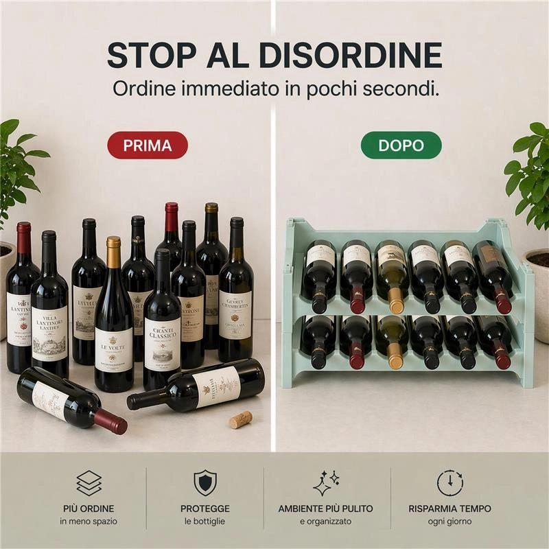 SET 2 CANTINETTE MODULARE PER 12 BOTTIGLIE  IMPILABILE PORTA BOTTIGLIE DI COLORE VERDE CHIARO