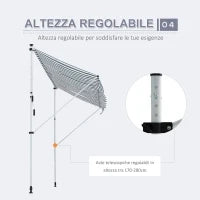 Tenda da Sole a Bracci 3x1.5m con Manovella e Struttura Telescopica, Bianco e Verde