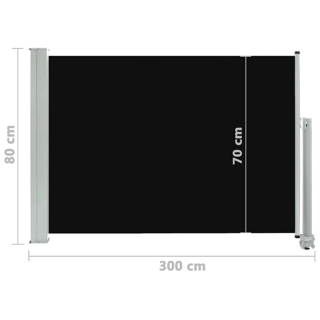 Tenda da sole laterale retrattile/schermo privacy per patio giardino terrazza balcone 80 x 300 cm nero 02_0007398