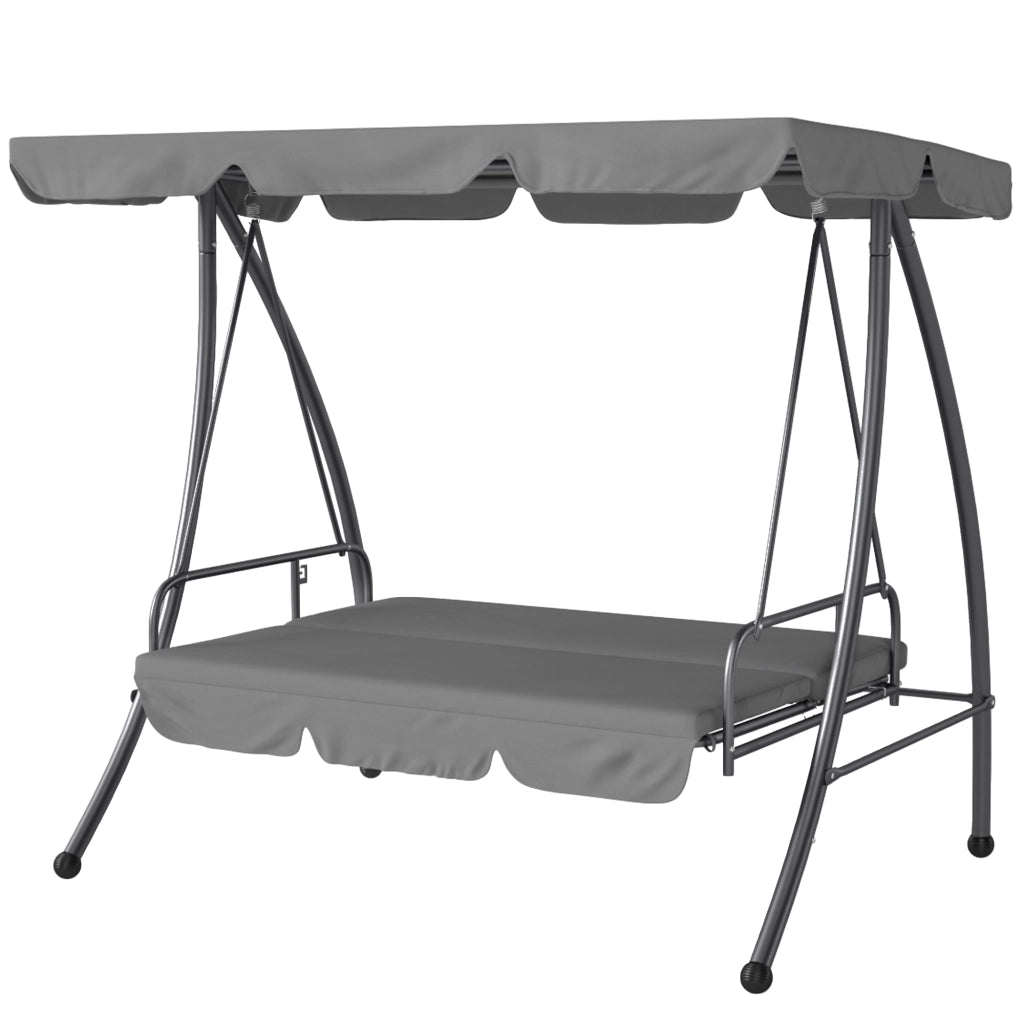 Amaca da giardino 3 posti con materasso ¨C zephmum ¨C grigio chiaro metallo poliestere 200x125x170cm