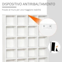 Mobile Libreria porta CD da 24 Ripiani ad Altezza Regolabile, in Truciolato, 130.5x89x20 cm, Bianco