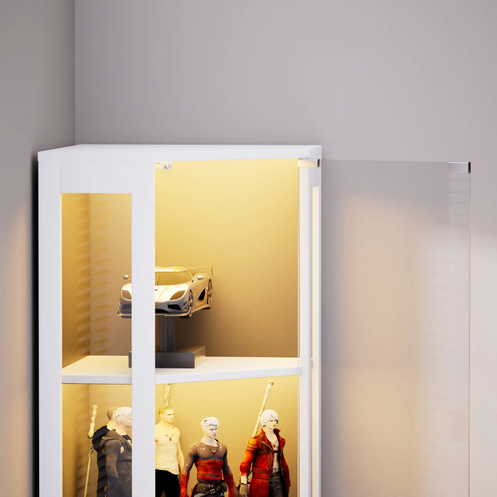 Vetrina con LED a 3 colori e sensore di movimento, per soggiorno e camera da letto, bianco, 57 × 40 × 165 cm