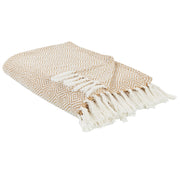 Copriletto in cotone beige 200 x 220 cm con nappe Soggiorno Camera da letto Tessili