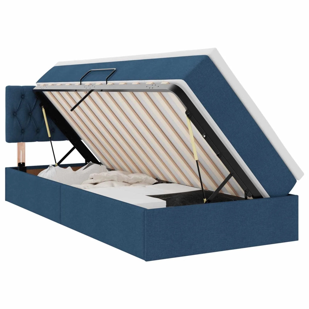 Letto con contenitore e materasso con materasso Blu 90 x 200 cm