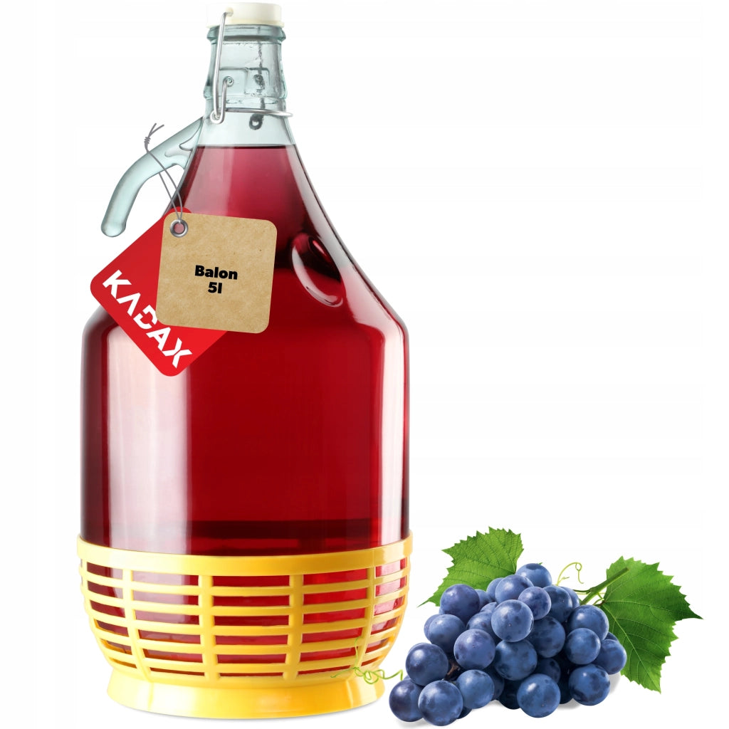Damigiana KADAX da 5 litri per vino, liquori, sidro, bottiglia + tappo