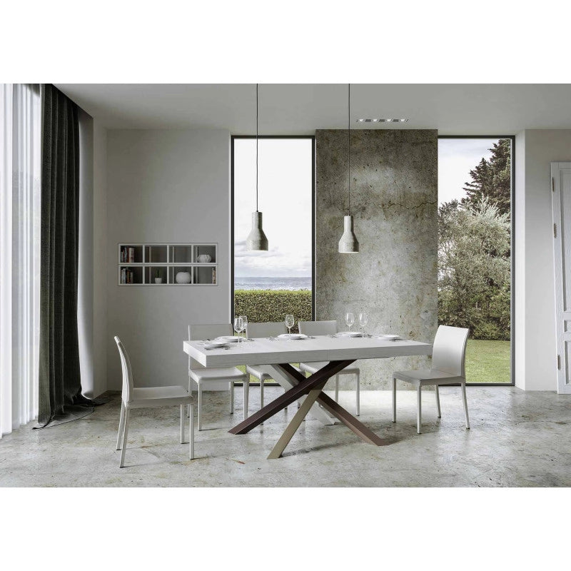 Tavolo allungabile 180/440x90 cm Volantis Premium telaio Multicolore 4/C - Bianco Frassino