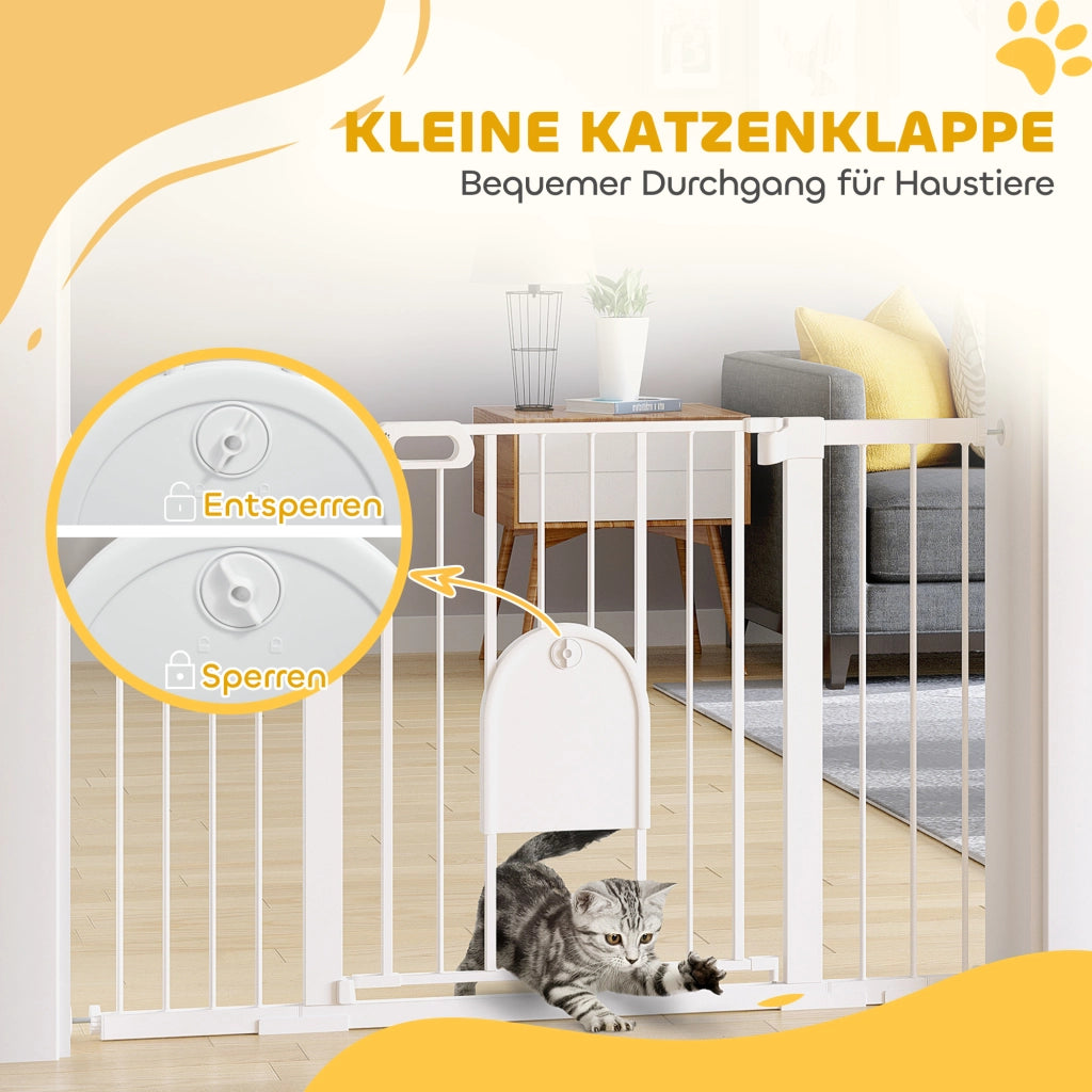 Cancello di Sicurezza per Bambini e Animali ¨C zephmum ¨C Bianco Acciaio 75-131x76 cm