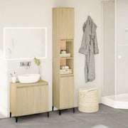Armadietto da Bagno Rovere Sonoma 30x30x190cm Legno Multistrato
