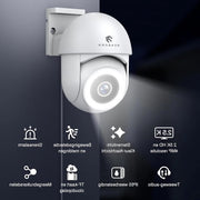 Camera di sicurezza esterna 2,5K WiFi 360° rotazione IP65 visione notturna compatibile con Alexa