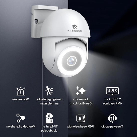 Camera di sicurezza esterna 2,5K WiFi 360° rotazione IP65 visione notturna compatibile con Alexa