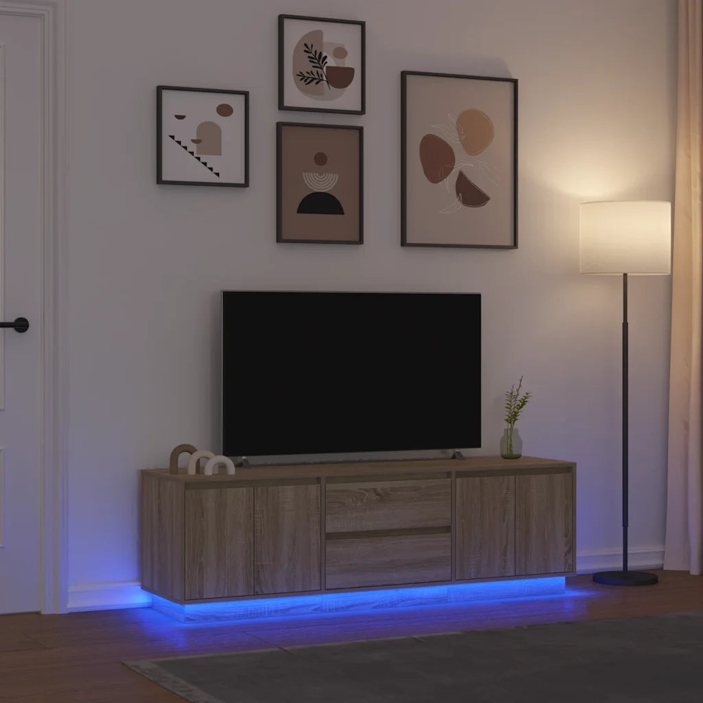 vidaXL Mobile Porta TV con Luci LED Rovere Sonoma 160,5x41x50 cm