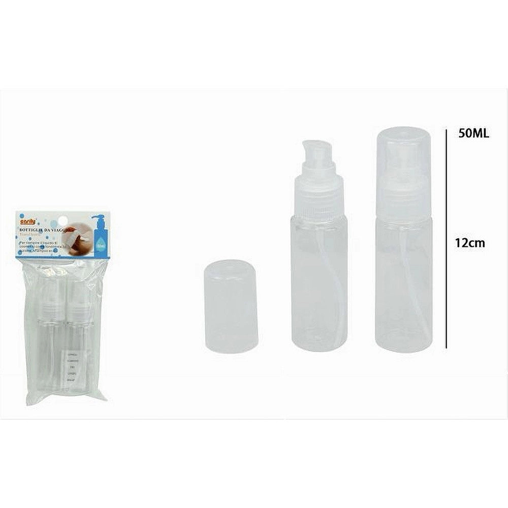 Trade Shop - Set 4pz Bottiglia Viaggio Vuota Trasparente 50ml Dispenser Pompa Per Crema 79395 -