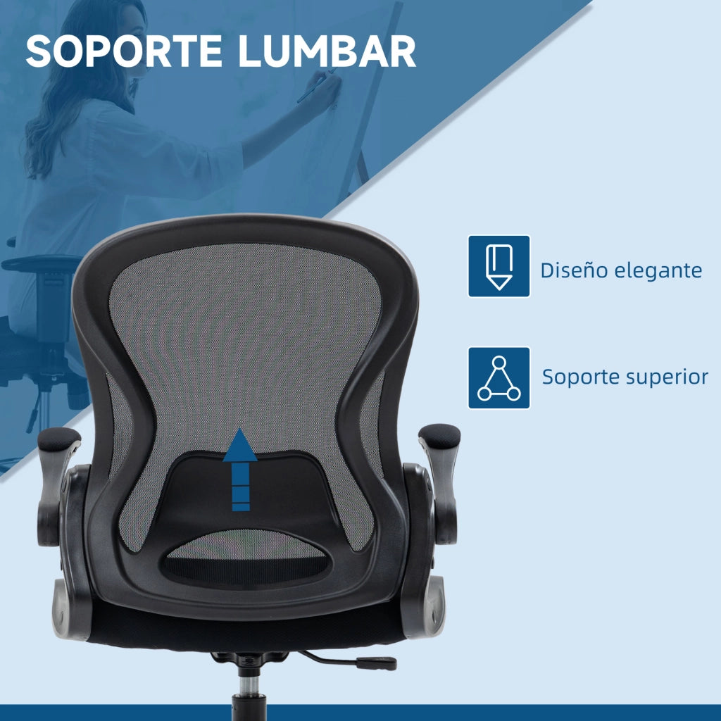 Sedia da Ufficio Girevole con Schienale Regolabile e Braccioli ¨C Zephmum ¨C Nero 59x65x102-122 cm