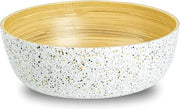 Bacile per insalata in bambù grande 
Scodella decorativa in legno ecosostenibile manufatta 
Bacile per frutta con disegno a mosaico bianco 
Cestino in legno per pane, snack e patatine